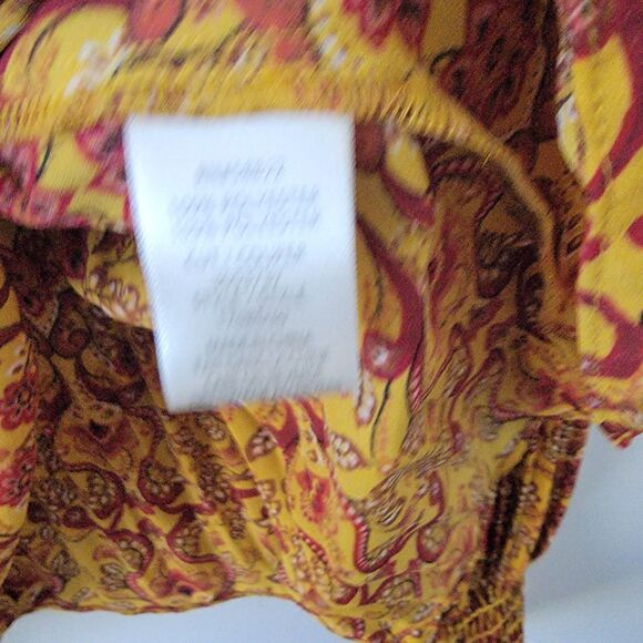 Max Studio women's Pleated top Size XL Bishop Sleeve tie neck boho floral - Picture 8 of 8